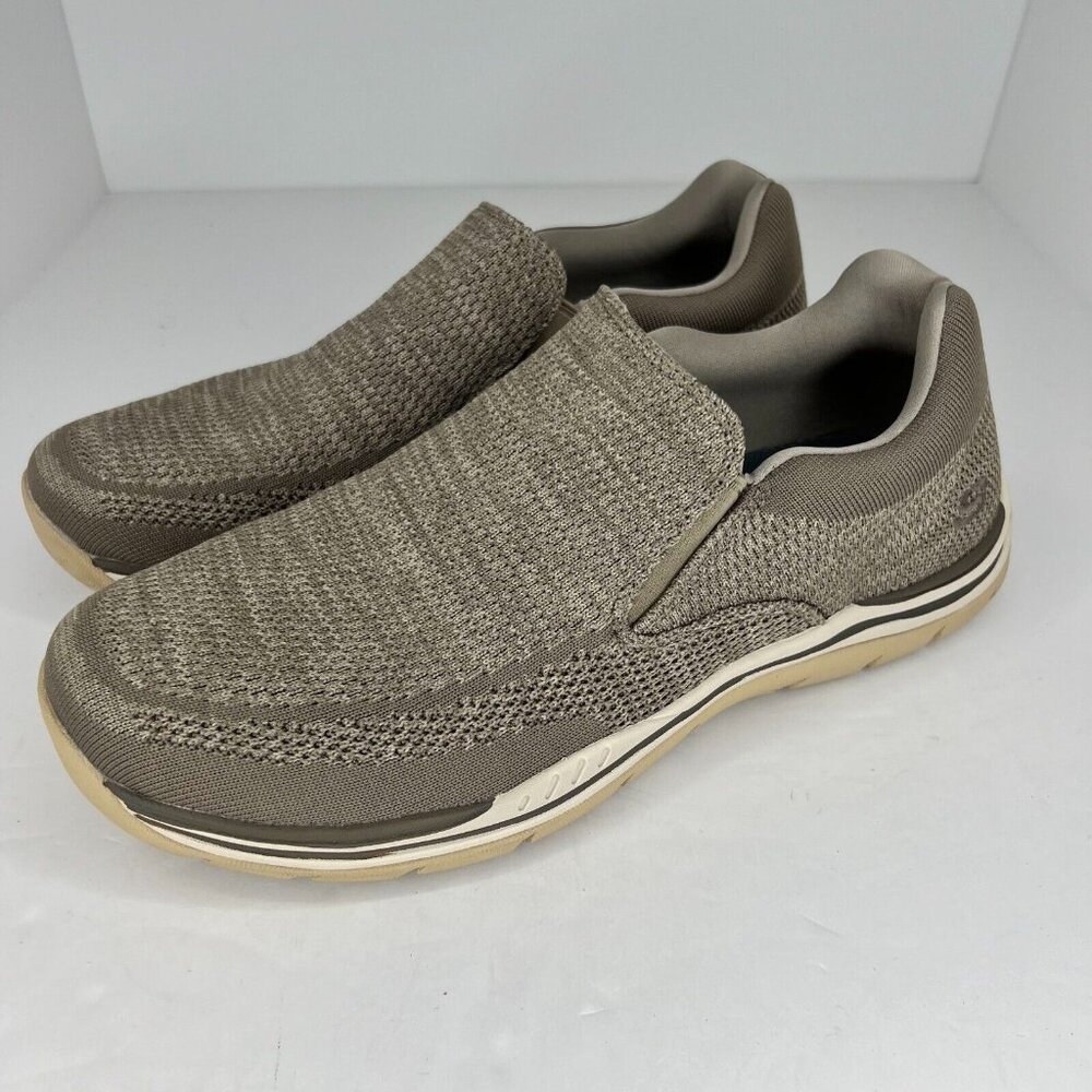 Skechers Mens 65086EWW Taupe Memory Foam Relaxed Fit Size 11.5  Slip-on Sneakers